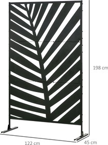 Outsunny Parawan Zewnętrzny 122x198 cm Design Liścia Palmy Stabilne Noggi | Aosom PL