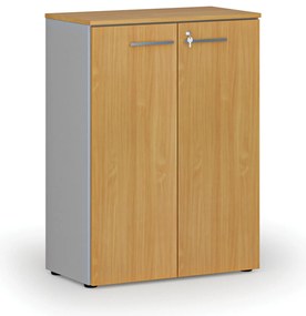 Szafa biurowa z drzwiami PRIMO GRAY, 800 x 420 x 1087 mm, szary/buk