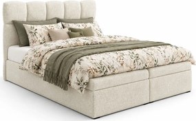 Kremowe łóżko kontynentalne z zagłówkiem 5 rozmiarów E3-D61