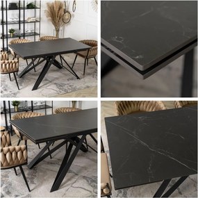 Rozkładany stół z ceramicznym blatem Maxime 160-240 cm czarny marmur