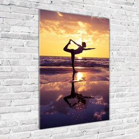 Foto obraz szkło hartowane pionowy Joga na plaży