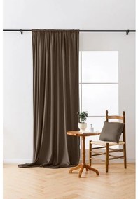 Brązowa zasłona zaciemniająca VELVET 140x270 cm Zawieszanie: Taśma z wiązaniami