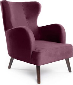 Fioletowy aksamitny fotel typu uszak Noemye – Bonami Selection