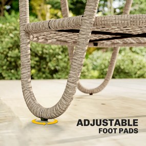 Outsunny Stolik boczny z rattanu PE, dwupoziomowy stolik kawowy z półką, szkło, regulowane nóżki, 65 x 65 x 50 cm, żółty | Aosom PL