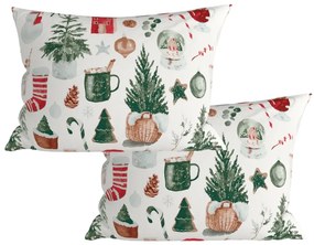 Zestaw 2 szt. dekoracyjnych poszewek na poduszki MAGIC CHRISTMAS 50x70 cm, biała