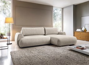 Masseno Narożnik ZEST z funkcją spania i pojemnikiem na pościel Narozniki L, Rozkładana sofa - Beżowy, PUENTE 06