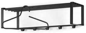 Czarny metalowy wieszak ścienny z półką Rex – Spinder Design