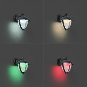 Inteligentna zewnętrzna lampa ścienna czarna z przezroczystym szkłem, w tym LED IP54 - Classica