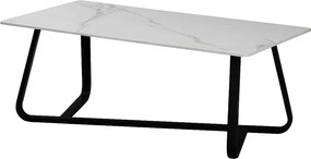 Stolik kawowy - ceramiczny - biało-złoty - SORAL