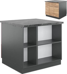 Wyspa kuchenna złoty dąb power/antracyt 90x60x82 fame-line