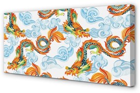 Obraz drukowany na płótnie Japońskie Kolorowe Smoki