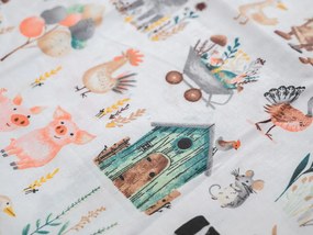 PrzytulneMieszkanie.pl PrzytulneMieszkanie.pl Bawełniana pościel do łóżeczka HAPPY FARM biała Rozmiar pościeli: 45 x 65 cm | 90 x 135 cm