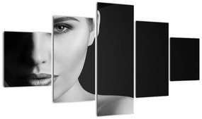 Obraz - Czarno - biały portret kobiety w kapeluszu (125x70 cm)