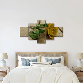 Obraz - Żółte róże w stylu vintage (125x70 cm)