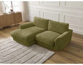 Narożnik z tkaniny szenilowej (lewostronny/z szezlongiem) w kolorze khaki Leonore – Bobochic Paris