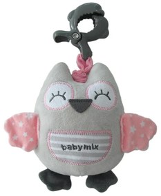 Pluszowa zabawka edukacyjna Baby Mix z klipsemSowa, różowa