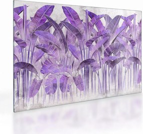 Obraz na szkle - Fioletowe liście w gipsie (70x50 cm)