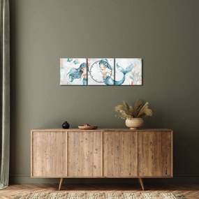 Obraz - Syreny (z zegarem) (90x30 cm)