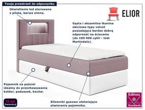 Różowe łóżko pojedyncze z oświetleniem LED 3 rozmiary - Fenarro