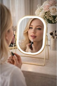 Lusterko Do Makijażu PREMIUM Kosmetyczne POŁYSK Metalowe PODŚWIETLANE LED