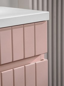 Różowy wiszący regał łazienkowy z lamelami N8-B45