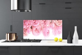 Panel Szklany do Kuchni Aksamitne Róże w Ogrodzie