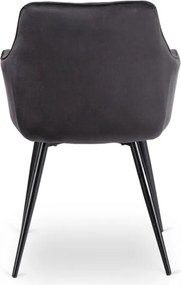 Zestaw Stół Prostokątny Rozkładany VICTOR 160-240 cm Czarny Marmur i 4 Krzesła MODESTO Czarne Welurowe Nowoczesne