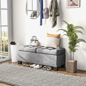 HOMCOM Fondoletto ławka z pojemnikiem tapicerowana, 116x41x47 cm, Szary