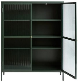 Zielona metalowa witryna Unique Furniture Bronco, wys. 140 cm