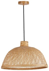 Czarna lampa wisząca z bambusowym kloszem ø 52 cm – SULION