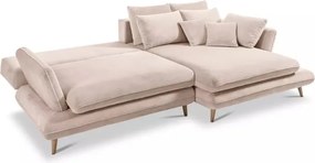 Narożnik MONTE Prawostronny z funkcją spania, pojemnikiem i poduszkami, Sorriso 06 Kremowy WERSAL