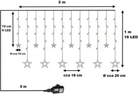 Dekoracja świąteczna - świecące gwiazdki, 150 LED, kolorowe