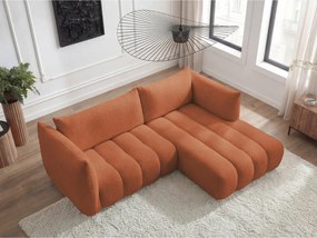 Pomarańczowy narożnik z materiału bouclé (prawostronny/z szezlongiem) Azra – Bobochic Paris