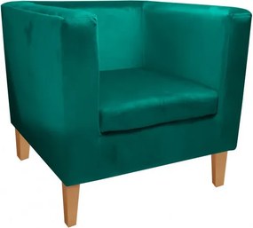 Fotel Monaco tkanina Welur : Kolor nogi - Drewno, Kolor tkaniny - VELVET - MG20, Wysokość nogi - 15 cm