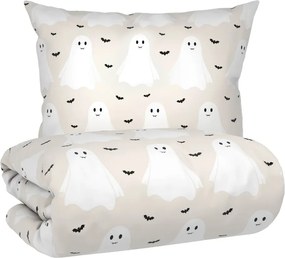 PrzytulneMieszkanie.pl PrzytulneMieszkanie.pl Pościel dziecięca z bawełny renforcé GHOSTIE beżowa Rozmiar pościeli: 80 x 80 cm | 135 x 200 cm