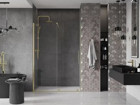 Mexen Velar drzwi prysznicowe rozsuwane 140 cm, transparent, złote szczotkowane - 871-140-000-01-55