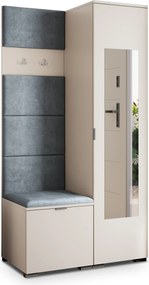 Masseno Garderoba VIRA 95/181/51 cm Nowoczesna Szafa do Przedpokoju Kaszmir, MONOLITH 85 (Szary)