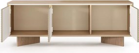 Szafka RTV Parsja 3D 150 cm – nowoczesna szafka pod telewizor, ryflowane fronty, LED, bolivar/cappuccino