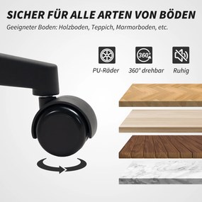 HOMCOM Krzesło biurowe z miękkim oparciem, kołami, podłokietnikami, regulowaną wysokością, wełna sztuczna, Szary