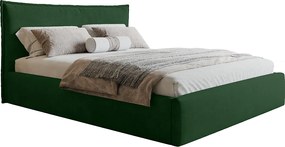 Łóżko z pojemnikiem 160x200 Zenito Slim - stelaż metalowy, zagłowie-poduszka - zielony (Amor Velvet 4311)