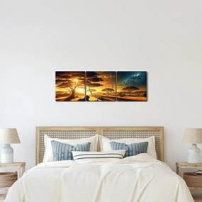 Obraz - Odpoczywające lwy (z zegarem) (90x30 cm)