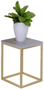 Minimalistyczny kwietnik z metalowym stelażem złoty + beton P2-W45
