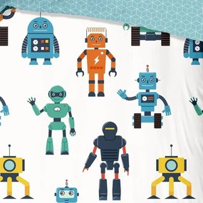 Pościel dziecięca z bawełny Good Morning Robots, 140x220 cm