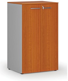 Szafa biurowa z drzwiami PRIMO GRAY, 3 półki, 800 x 640 x 1335 mm, szary/wiśnia