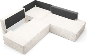 Masseno Narożnik TESSO z funkcją spania i pojemnikiem na pościel Narozniki L, Rozkładana sofa - Kremowy, TILIA 01