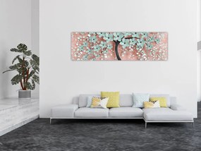 Obraz - Pastelowe niebieskie kwiaty (170x50 cm)