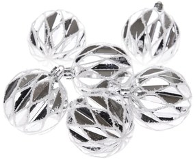 Zestaw ozdób świątecznych Silver shine, 6 szt., śr. 8 cm, plastik