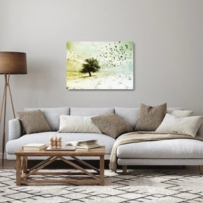 Obraz na szkle - Malowane stado ptaków (70x50 cm)