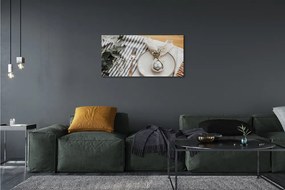 Duży obraz na płótnie Talerz z Kwiatami i Jajkiem