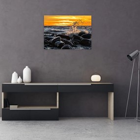 Obraz na szkle - fale morskie (70x50 cm)